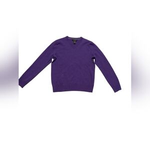 Banana Republic Women's V-Neck Extra Fine Marino Wool Sweater in Rich Purple